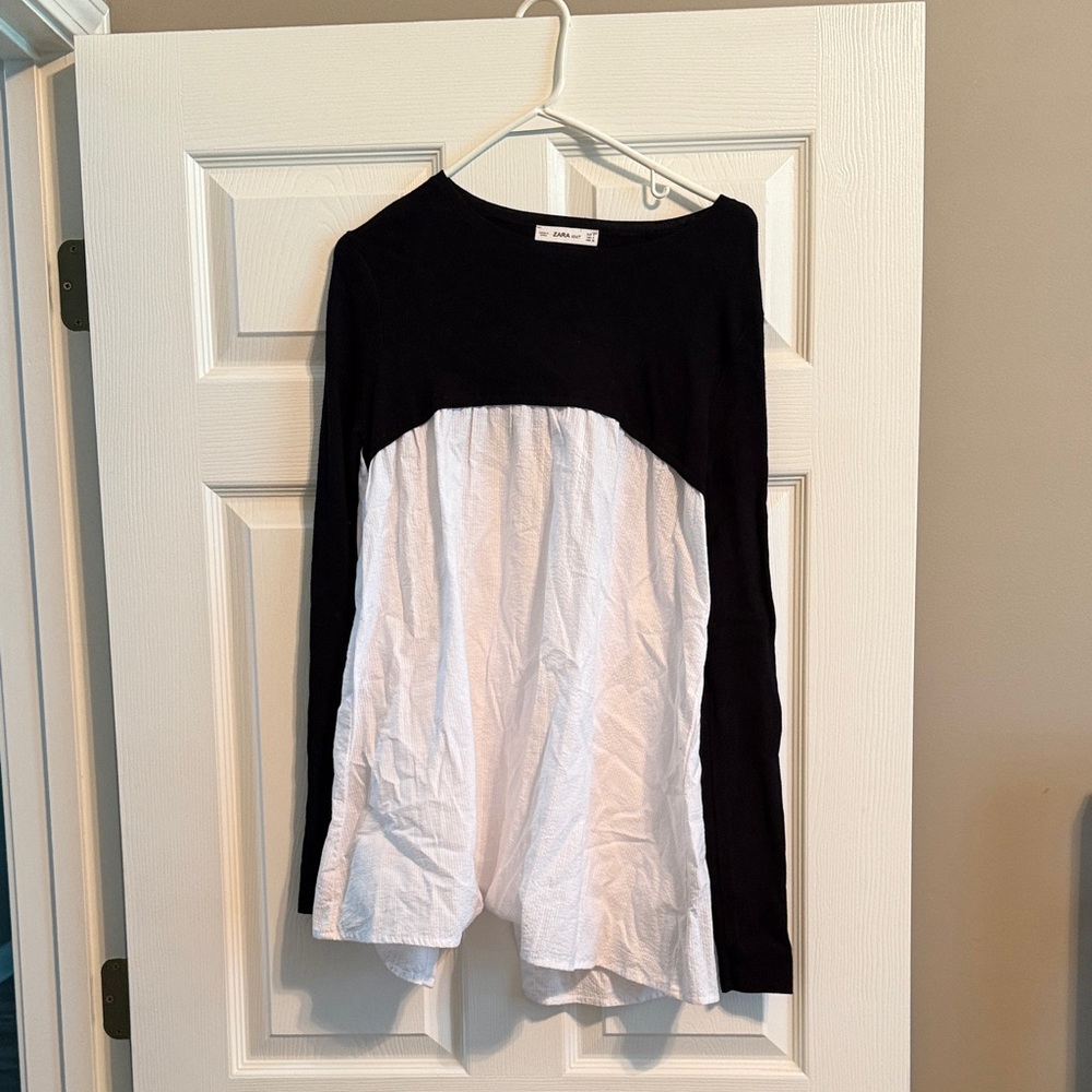 Zara Black and White Blouse